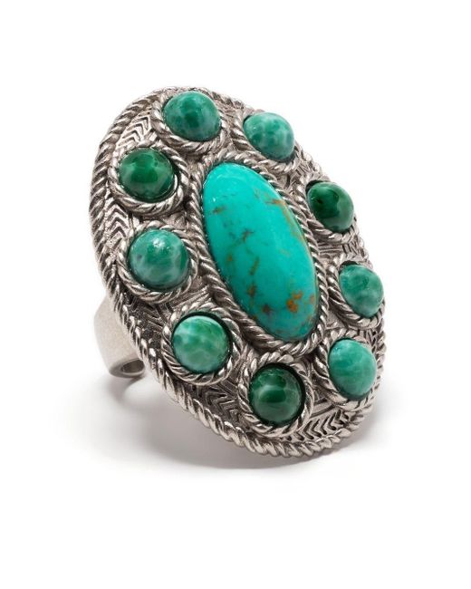 Roberto Cavalli Green Turquoise-stone Adjustable Ring