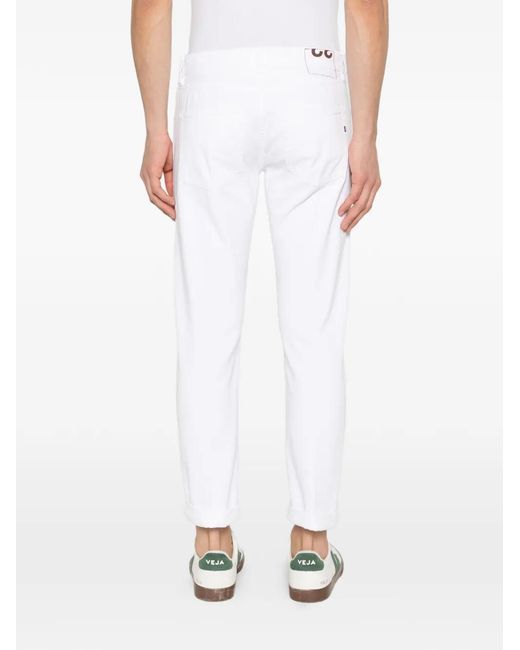Dondup White Cuffed Denim Jeans for men