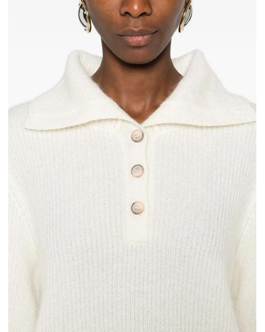 Gran Sasso White Button Collared Sweater