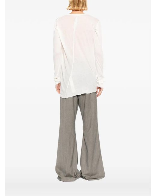 Rick Owens White Raw-Edge Long-Sleeve T-Shirt for men
