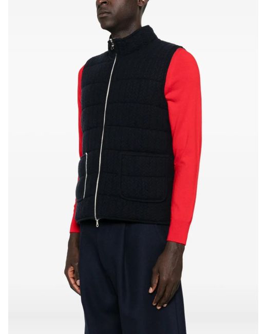arch4 Black Herringbone Padded Gilet for men