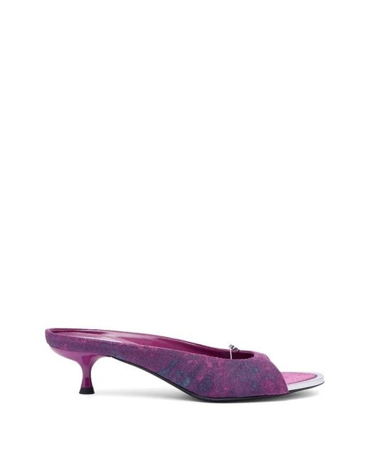 DIESEL Purple D-Diam's-Low Denim Mules With Floating Oval D