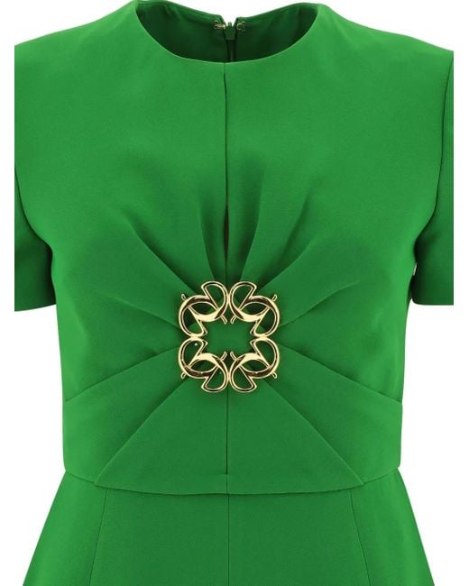 Elie Saab Jurk Verfraaid Met Kristallen En Korte Mouwen in het Green