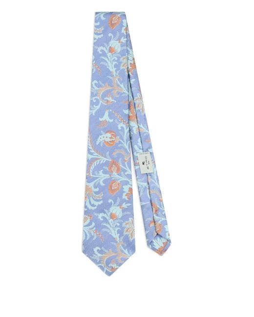 Etro Blue Jacquard Floral Tie for men