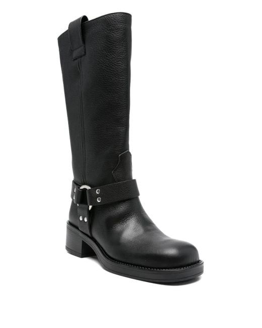 GISÉL MOIRÉ 45Mm Blackpool Ring-Buckle Leather Boots