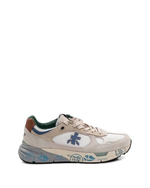 Premiata White Mase Panelled Sneakers for men