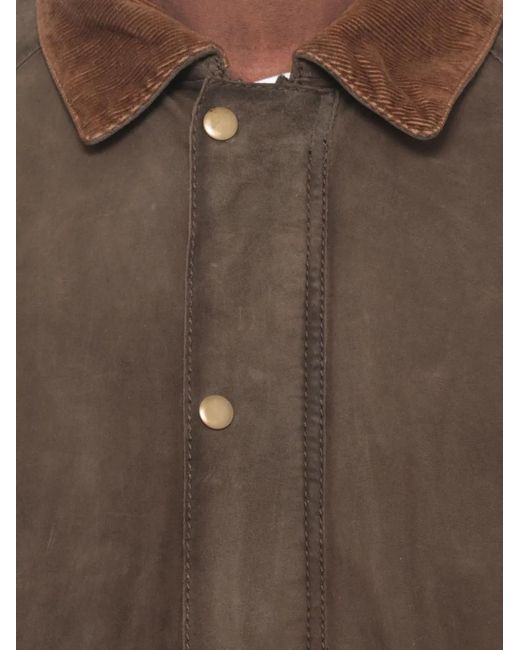 The Jack Leathers Brown Norfolk Corduroy-Collar Suede Jacket for men