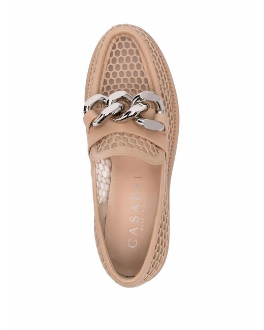 Casadei Multicolor Chain-Trimmed Platform Loafers