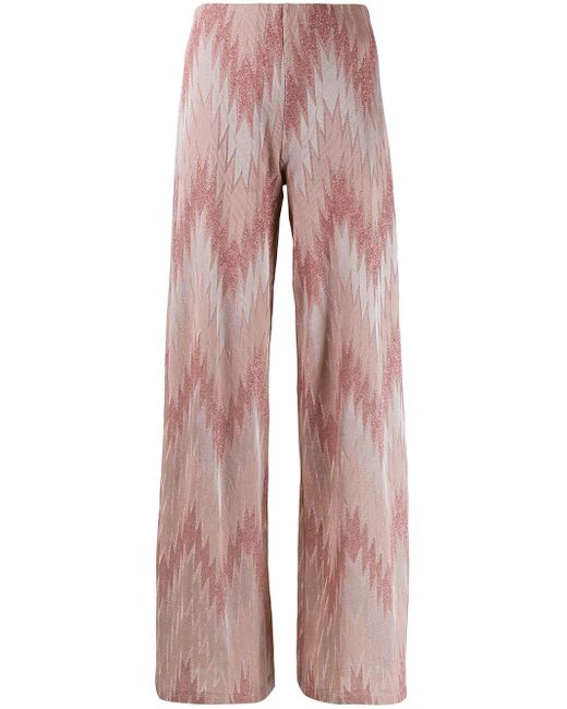 Pantaloni In Maglia Di Lurex A Intarsio di M Missoni in Pink