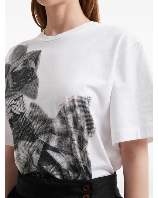 Simone Rocha White Floral Print T-Shirt