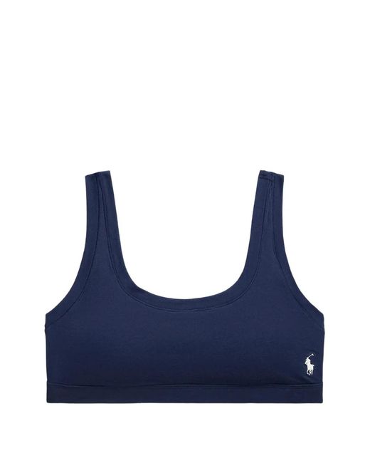 Polo Ralph Lauren Blue Logo-Embroidered Scoop-Neck Bra