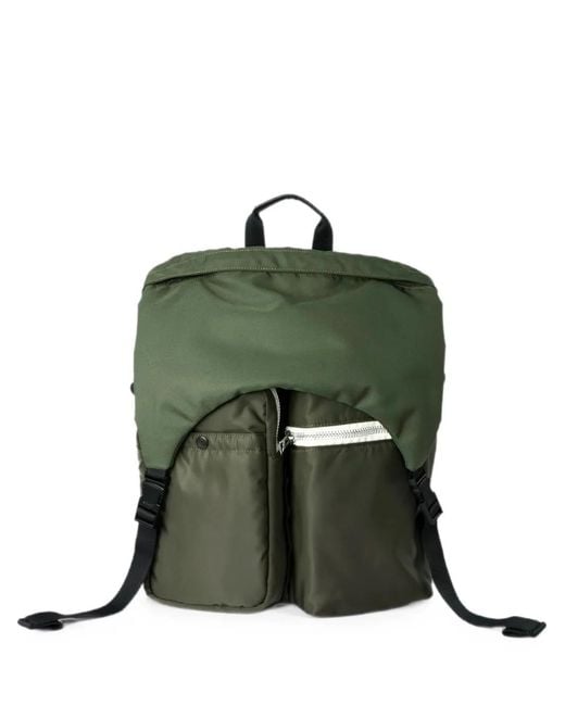 Sacai Green Utility Zip-Pockets Backpack