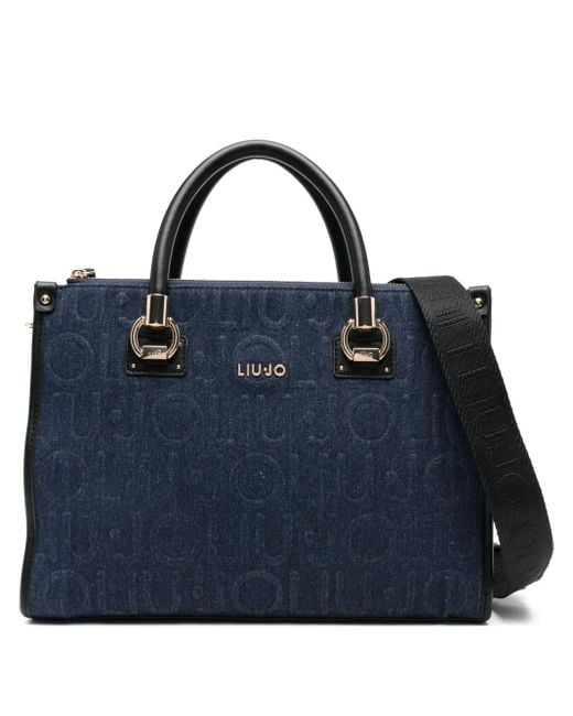 Liu Jo Blue Logo-Detail Tote Bag