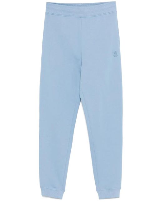 HUGO Blue Stacked-Logo Cotton Track Pants