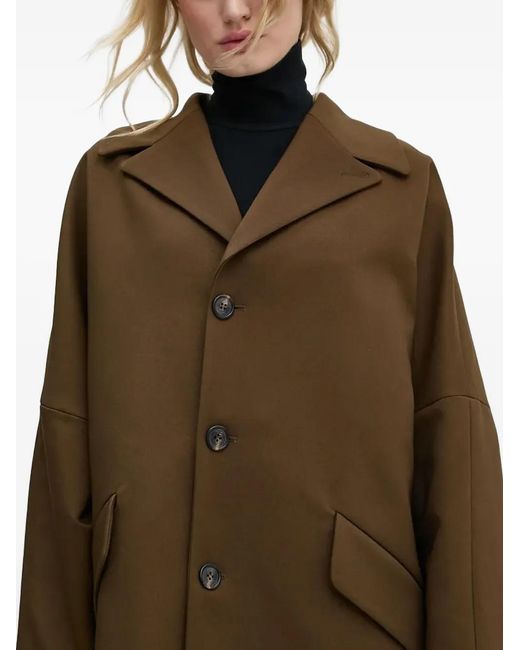 MM6 by Maison Margiela Brown Button-Fastening Wide-Sleeve Coat