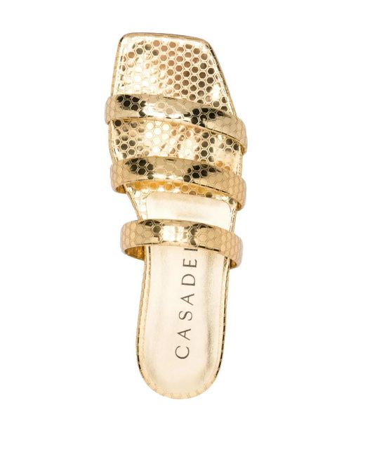 Casadei Metallic Atomium Leather Slides