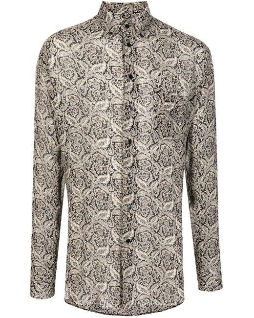 Etro Brown Paisley-print Button-down Shirt for men