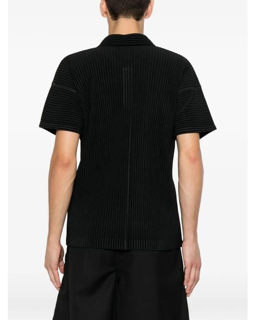 Homme Plissé Issey Miyake Black Pleated Short-Sleeve T-Shirt for men