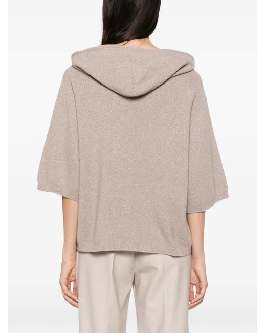 Fabiana Filippi Natural Drawstring Knitted Hoodie