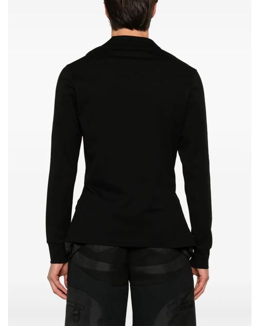 Mugler Black Pierced Polo Shirt for men