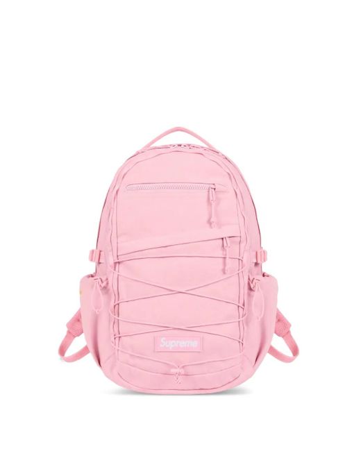 Supreme Pink Logo-Patch Backpack for men