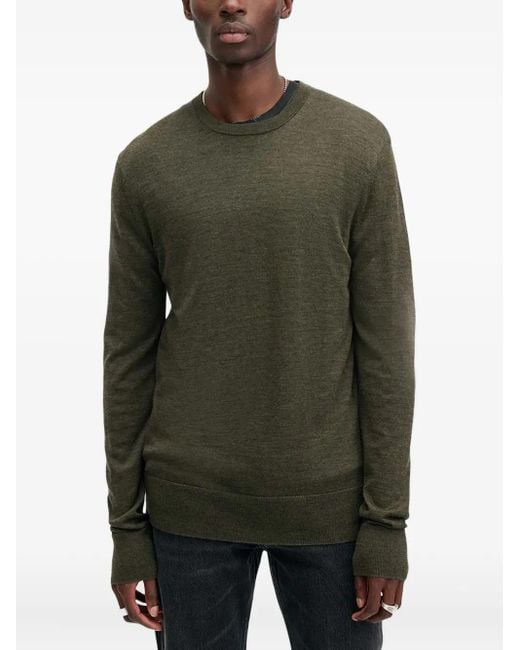 AllSaints Green Mode Crew-Neck Wool Sweater for men