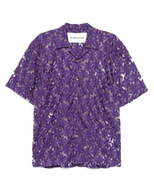 メンズ ANDERSSON BELL フローラル シアーシャツ Purple