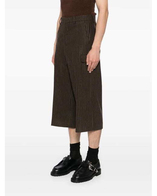 AMI Gray Striped Cropped Trousers for men