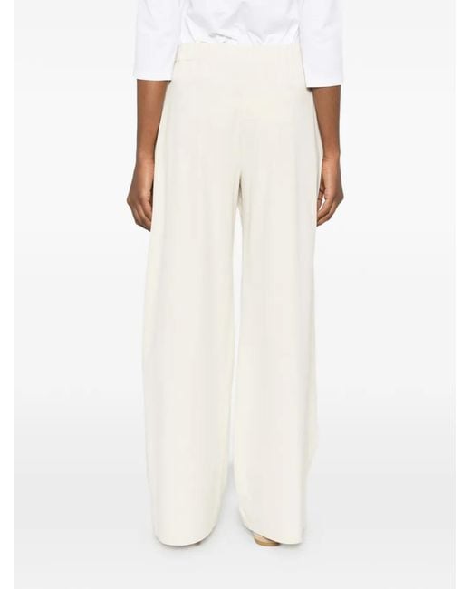 Max Mara White Drawstring Palazzo Pants