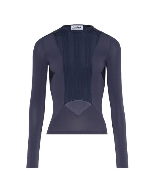 Jean Paul Gaultier Blue Cutout Ribbed Top