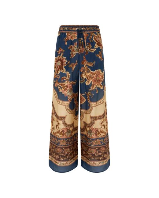 Zimmermann Blue Aster Floral-Print Trousers