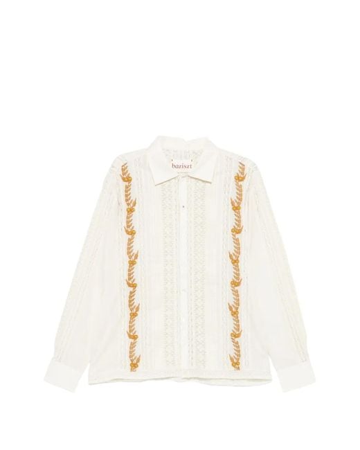BAZISZT Sefservy Lace Shirt in White for Men | Lyst