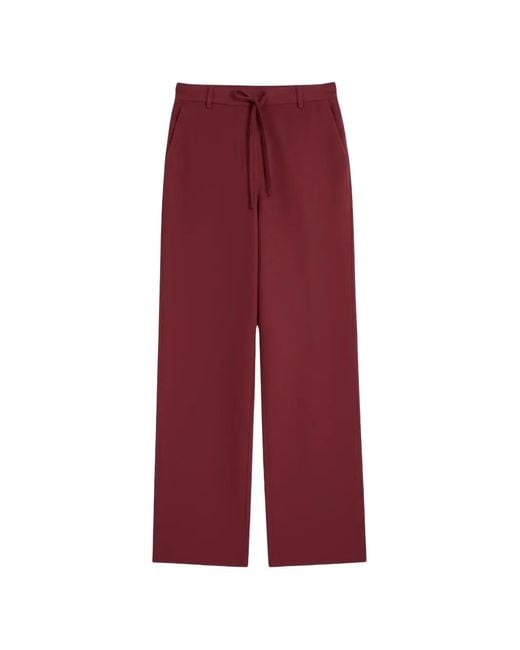 Max Mara Red Drawstring Straight-Leg Trousers