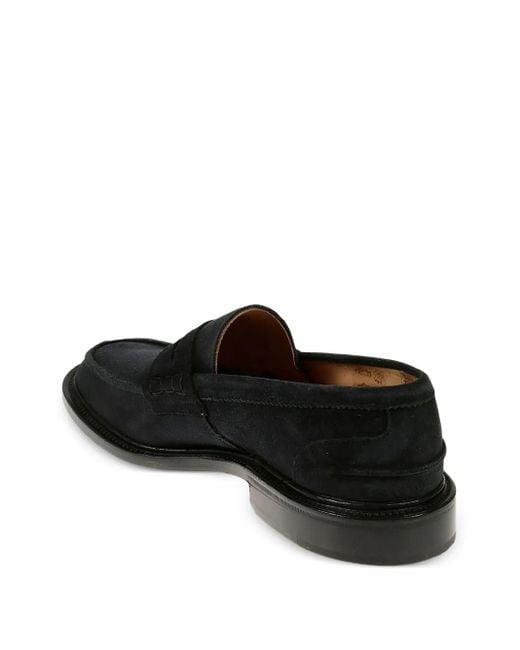 Tricker's Black James Suede Loafers for men