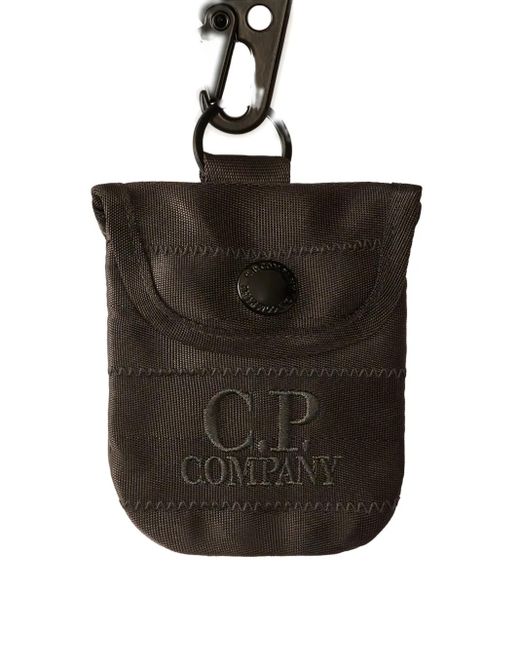 C P Company Black Button-Fastening Keyring for men