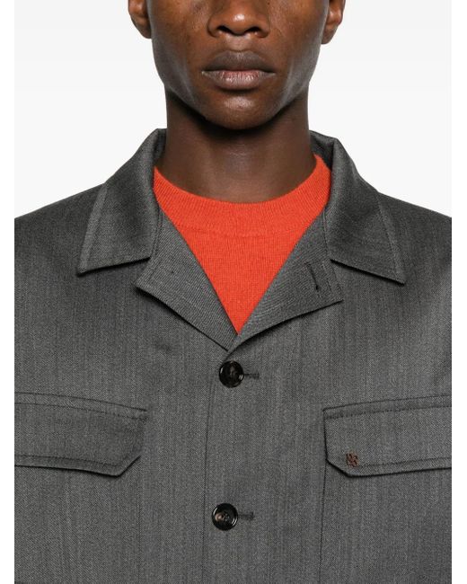 Tagliatore Black Logo-Appliqué Shirt Jacket for men