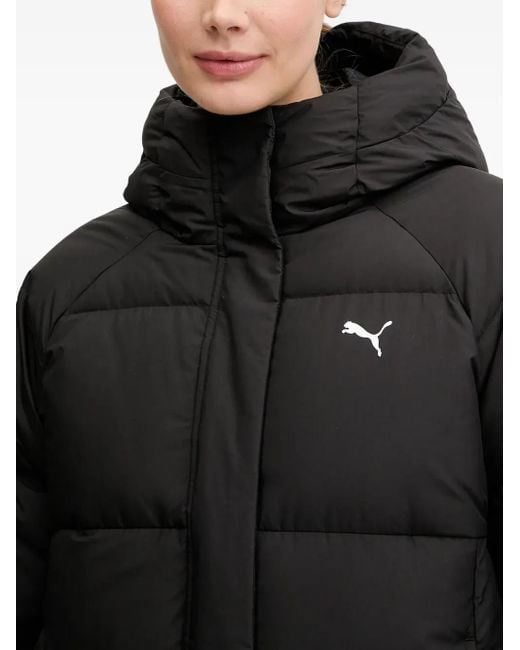 PUMA Black Hooded Logo-Detail Jacket