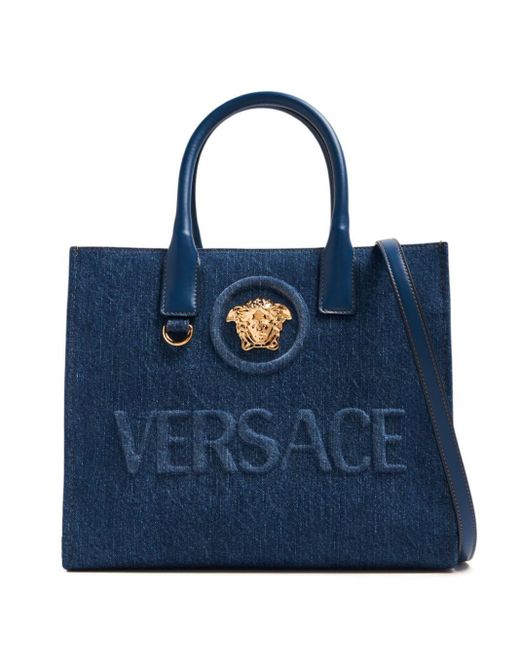 Versace La Medusa Denim Shopper in het Blue