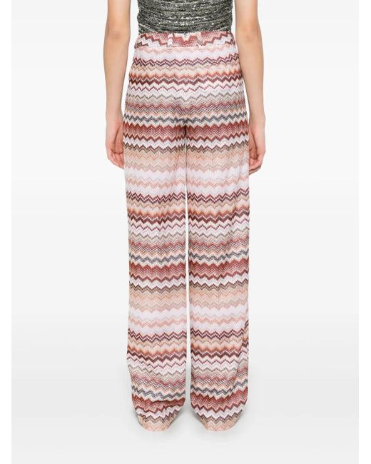 Missoni ジグザグ ラメ パンツ Red
