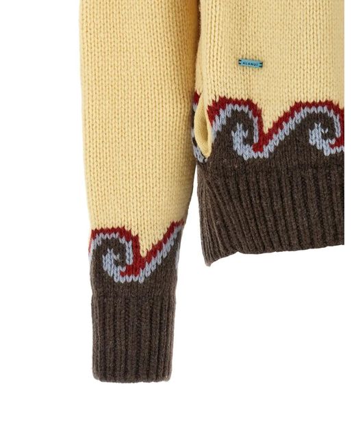 Alanui Metallic Sweet Winter Jacquard-Knit Virgin Wool Cardigan