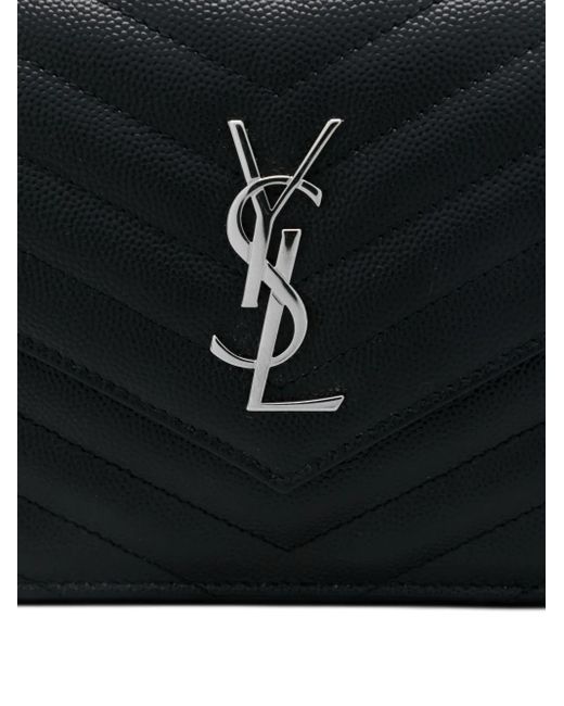 Saint Laurent Black Chevron Chain Clutch Bag