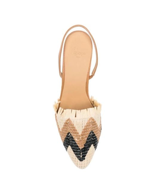 Castaner Natural Chevron-Weave Slingback Pumps