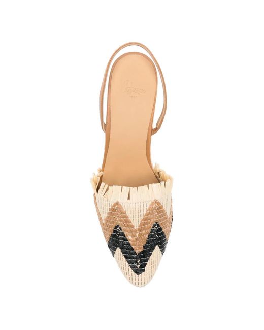 Castaner Natural Chevron-Weave Slingback Pumps