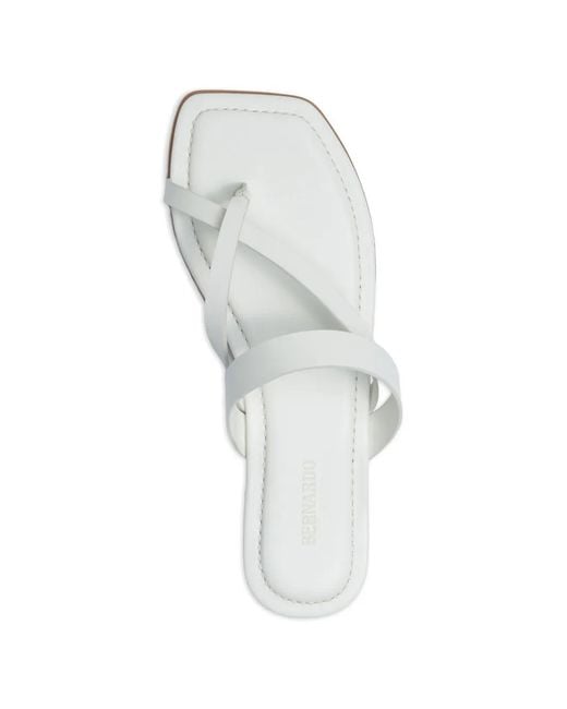 Bernardo White Ocana Toe-Ring Thong Flat Sandals