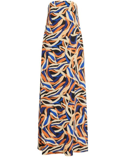Shona Joy Blue Abstract-print Silk Maxi Dress