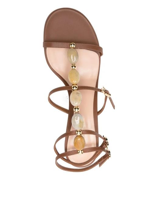 Gianvito Rossi Metallic Stone-Detail Sandals