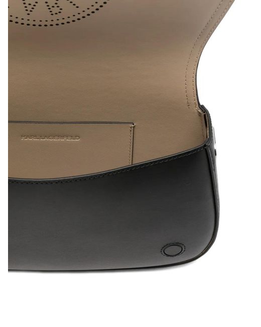 Karl Lagerfeld Black Laser-Cut-Detail Shoulder Bag