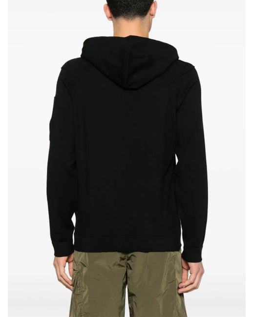 C P Company Black Sea Island Lens-Detail Hoodie for men