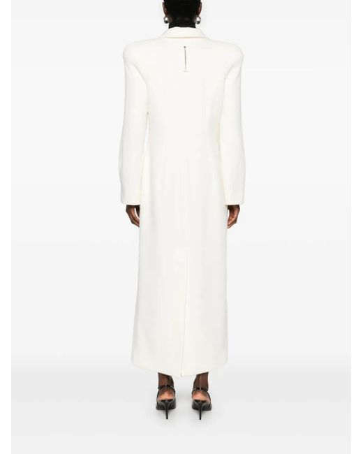 McQueen White Moulded-Shoulder Double-Breasted Coat