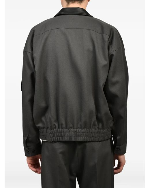 CEDARWOOD Gray Studded Wool Bomber Jacket for men